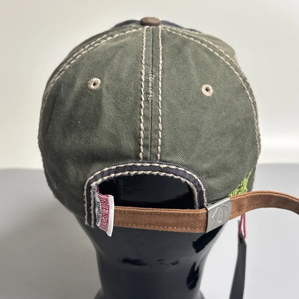 True Religion Bandana 56 Buddha Distressed Embroidered Baseball Hat Cap